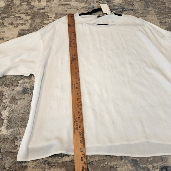 NWT Vince Rib Trim White Long Sleeve Top Triacetate women's size 3X - Picture 12 of 16